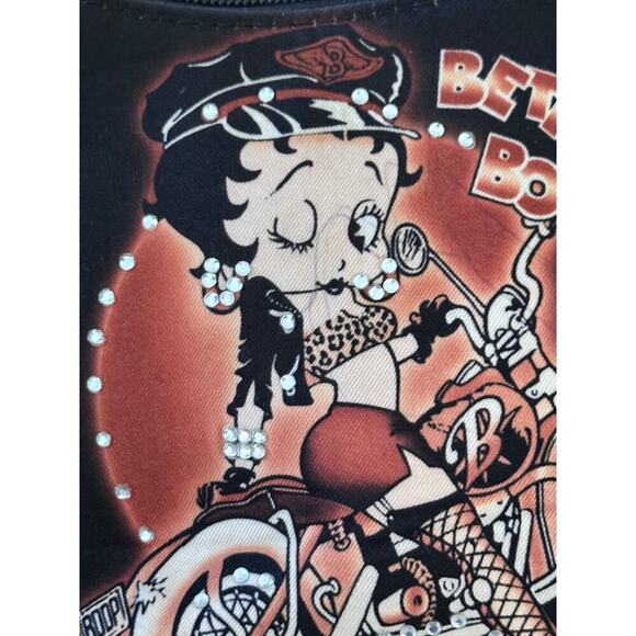 Betty Boop Women's Black On Motorcycle Print Shoulder Bag - Picture 11 of 13